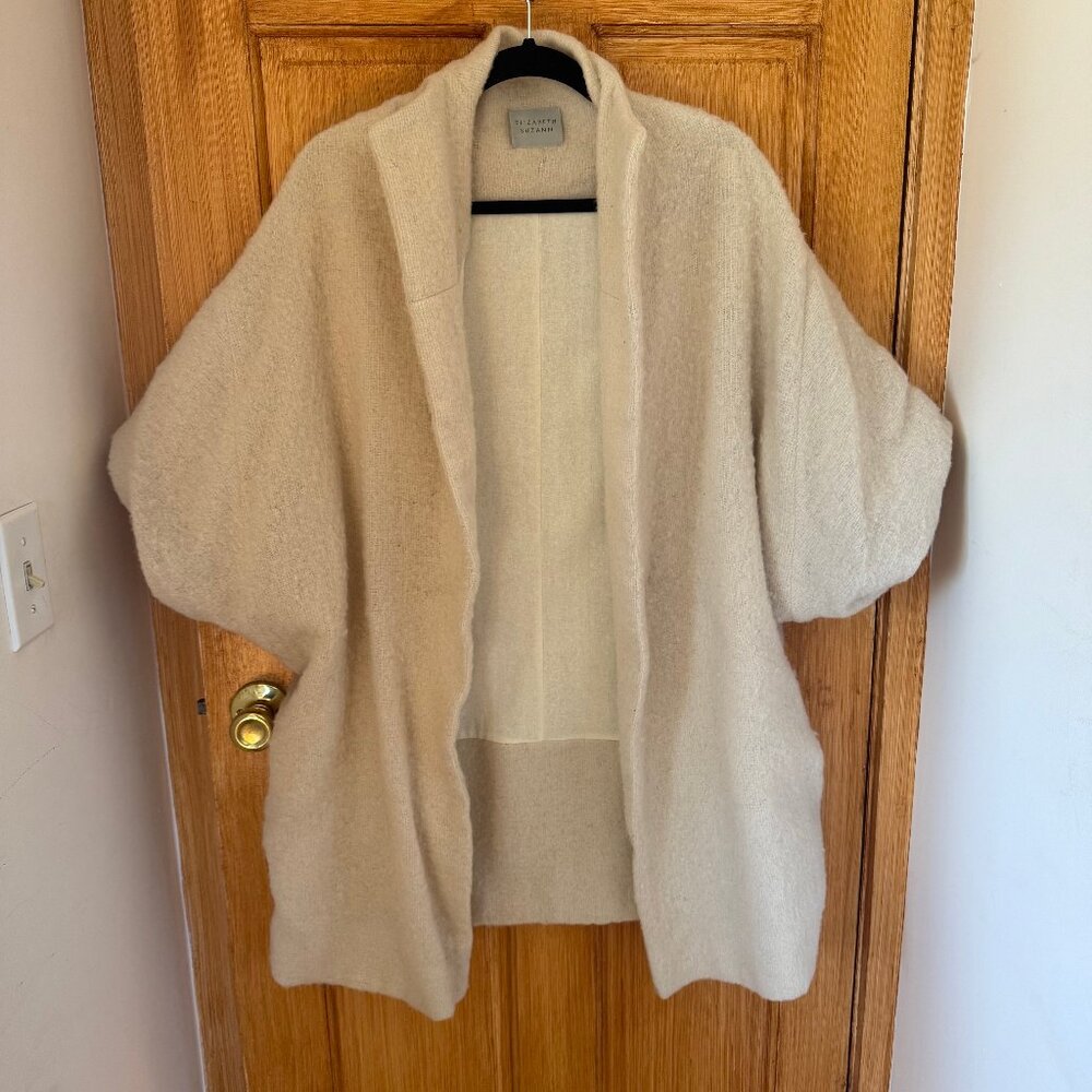 Elizabeth Suzann Cocoon Coat, White Wool, O/S, Beautiful & Pre-Loved